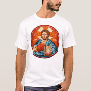 T-shirt ortodoxo grego da pintura mural do Jesus