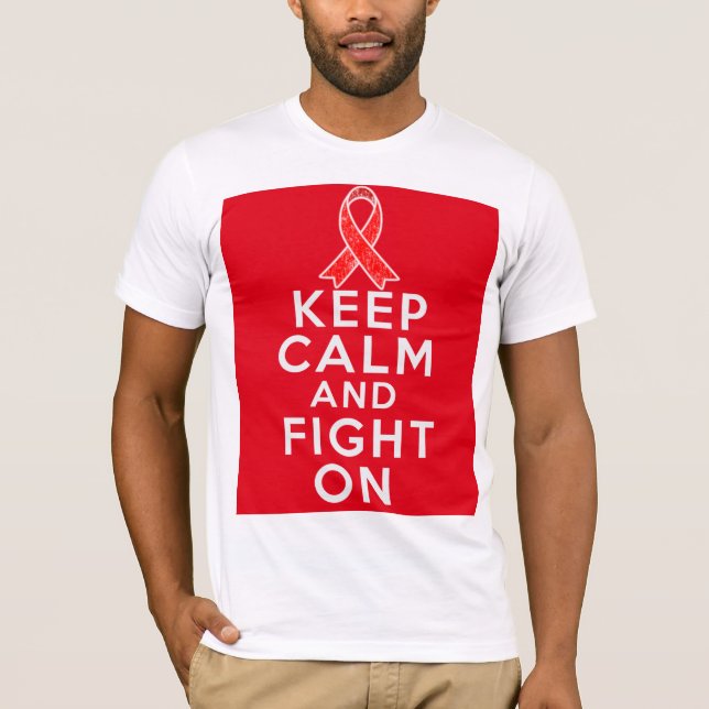 T-shirt Os AIDS mantêm a calma e lutam-na sobre (Frente)