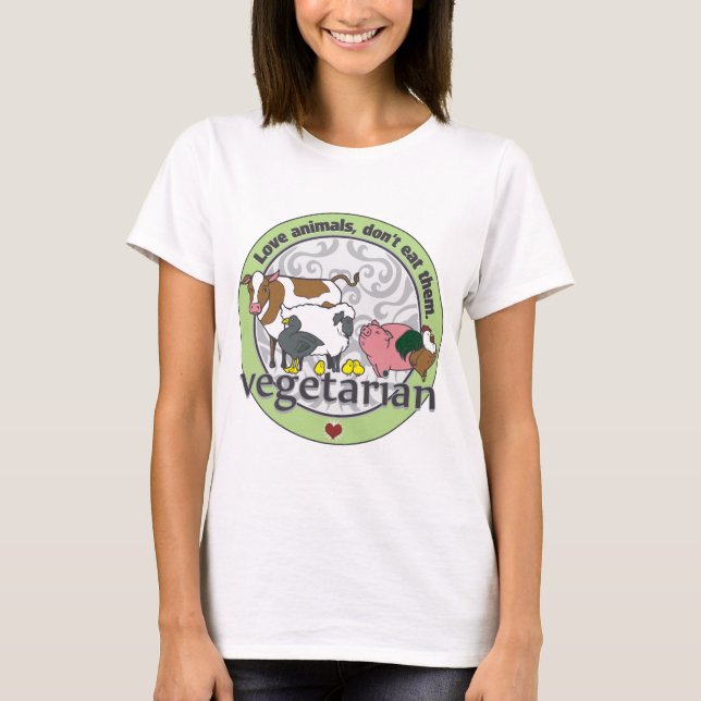 T-shirt Os animais do amor não os comem vegetariano (Frente)