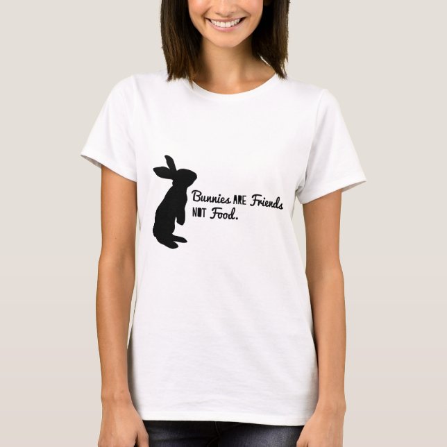 T-shirt Os coelhos são amigos, não comida! (Frente)