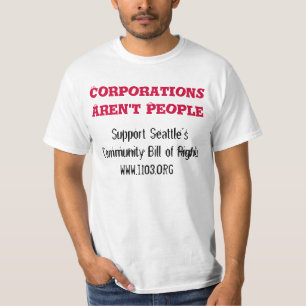 T-shirt Os corporaçõs não são pessoas, www.i103.org