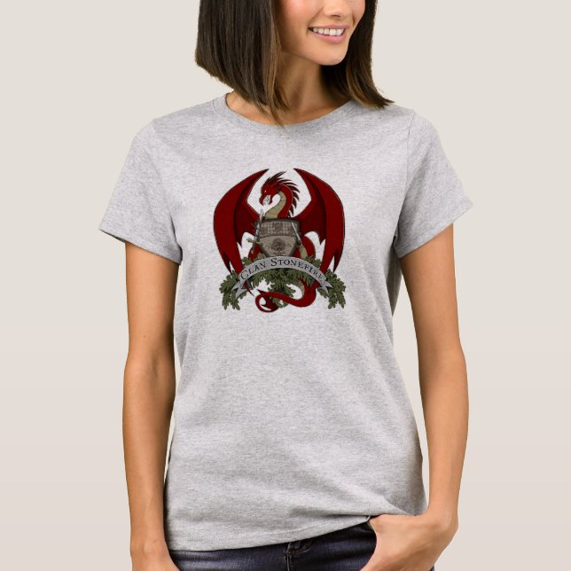T-shirt Os dragões de Stonefire Crest (vermelho), o (Frente)
