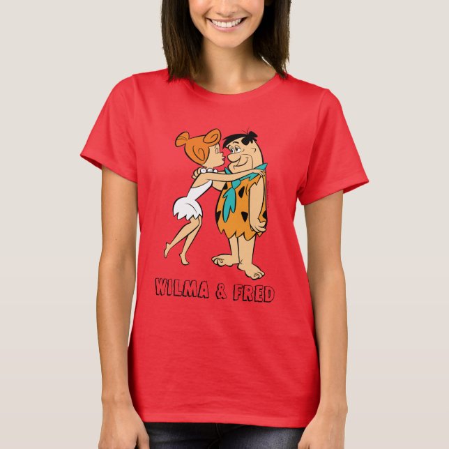 T-shirt Os Flintstones | Wilma Kissing Fred (Frente)