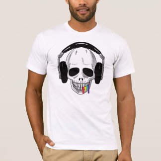 T-shirt Os fones de ouvido do crânio LEVANTAM o arco-íris