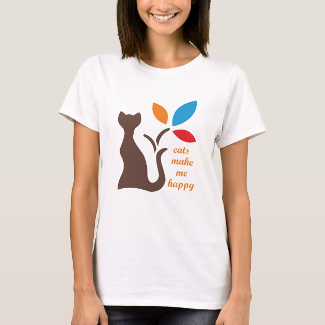 T-shirt os gatos me fazem feliz (Frente)