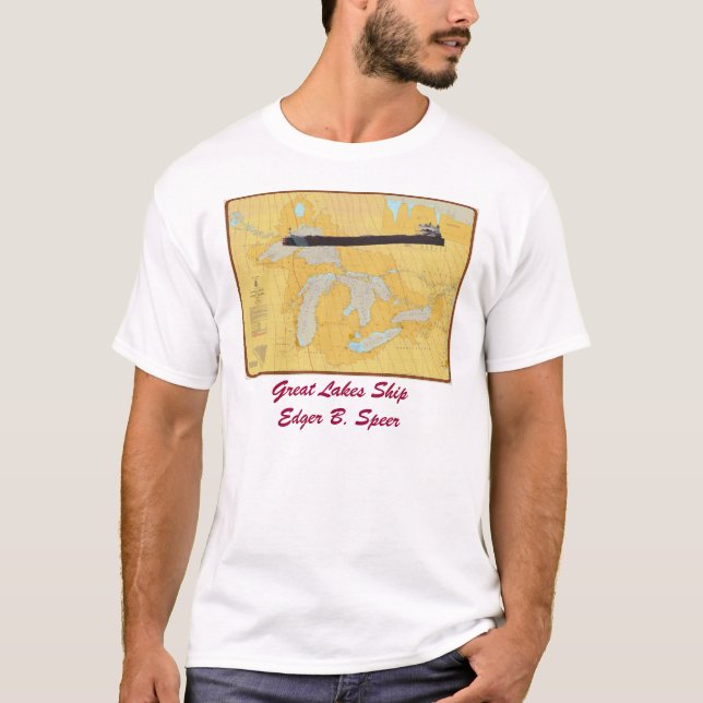 T-shirt Os grandes lagos fazem um mapa com Edger B. Speer (Frente)