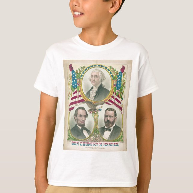 T-shirt Os heróis Washington Lincoln Grant do nosso país (Frente)