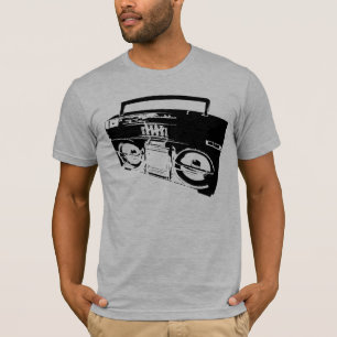 T-shirt Os homens cinzentos da arte de Boombox da velha