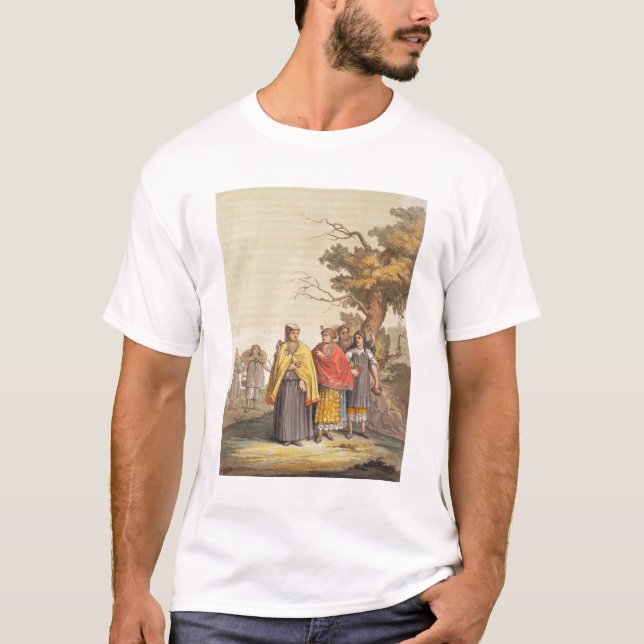 T-shirt Os indianos de Caciche em trajes tradicionais, (Frente)