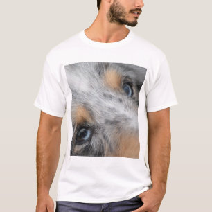 T-shirt Os olhos azuis do branco e do Tan dos SS Merle