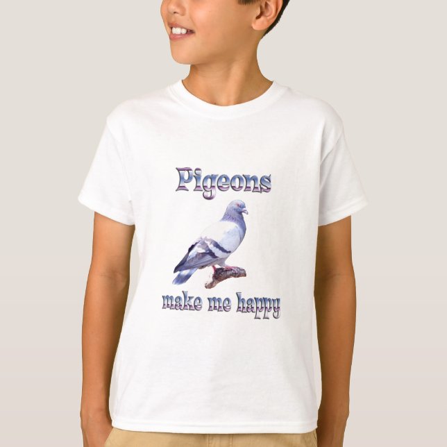 T-shirt Os pombos fazem-me feliz (Frente)