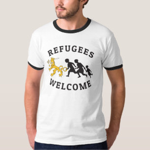 T-shirt Os refugiados dão boas-vindas ao t-paita do