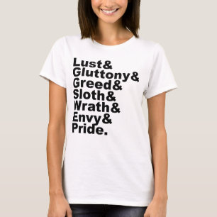 T-shirt Os Sete Pecados Capitais Como Popularizados pela B