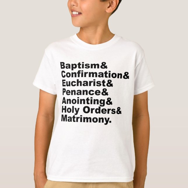 T-shirt Os Sete Sacramentos do Cristianismo e do Catolicis (Frente)