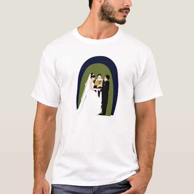 T-shirt Os votos, a noiva, o noivo e o oficial (Frente)