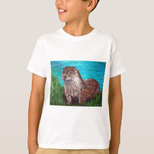 T-shirt Otter por pintura de um rio