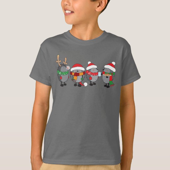 T-shirt Ouriços de Natal (Frente)