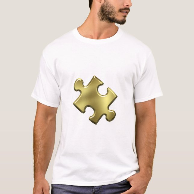 T-shirt Ouro da parte do quebra-cabeça do autismo (Frente)