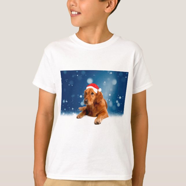 T-shirt Ouro de Natal Gelado Cachorro Cachorro Nata (Frente)