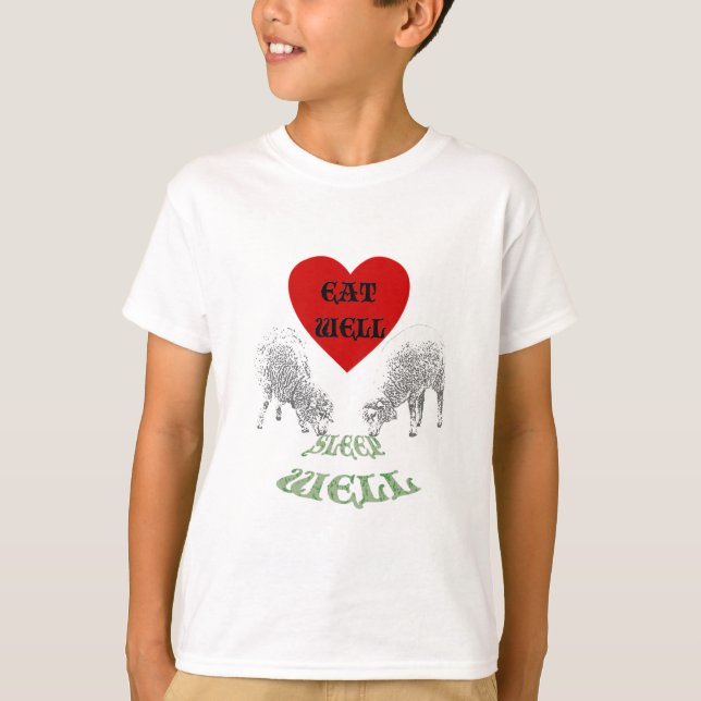 T-shirt Ovelha "Coma Bem para Dormir Bem" (Frente)