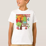 T-shirt Owl 4th Birthday T shirts e presentes<br><div class="desc">Coruja 4ª t-shirts de aniversário,  fatos-chave,  canecas,  ímanes,  guardas,  posters,  bolsas e mais com uma coruja,  muitas árvores,  e texto que diz "Hooty Hoot Look Whoo 4"!</div>
