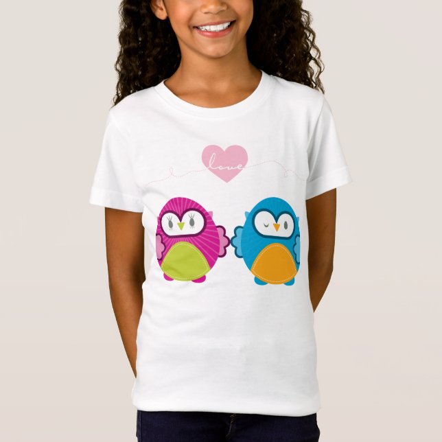 T-shirt OWL AMOR: garota brilhante + menino (Frente)