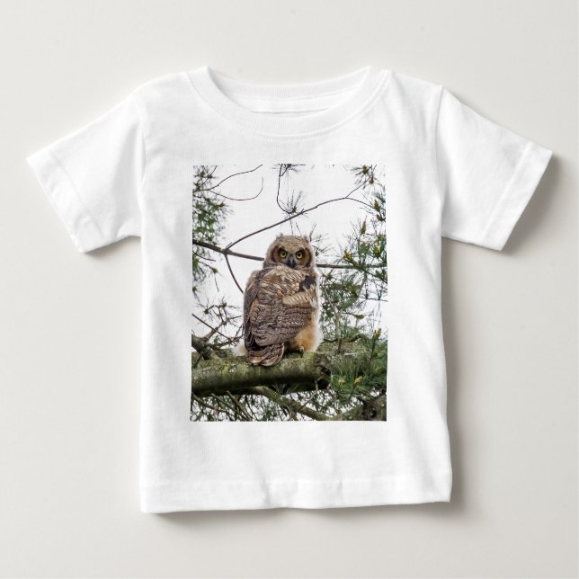 T-shirt Owlet Em Uma Ramificação De Pino (Frente)
