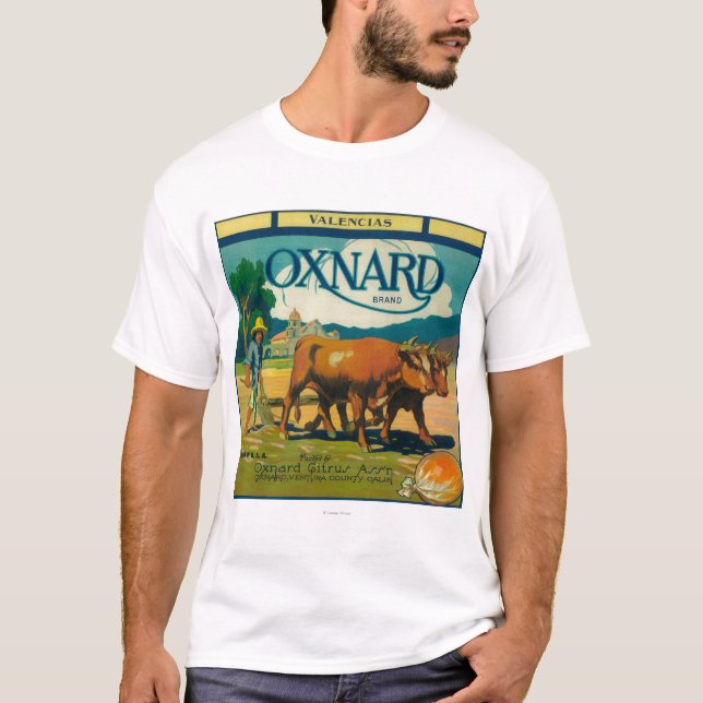T-shirt Oxnard LabelOxnard alaranjado, CA (Frente)