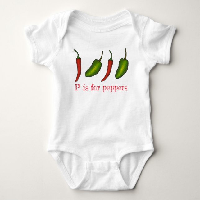 T-shirt P é para Peppers Chili Jalapeño Veggie - Letra P (Frente)