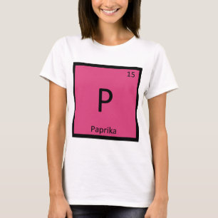 T-shirt P - Pimenta Química Símbolo da Tabela Periódica