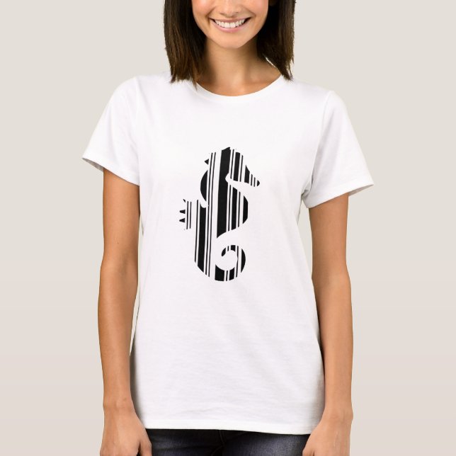 T-shirt Padrão de Código de Barras do CAVALO-MARINHO Desig (Frente)