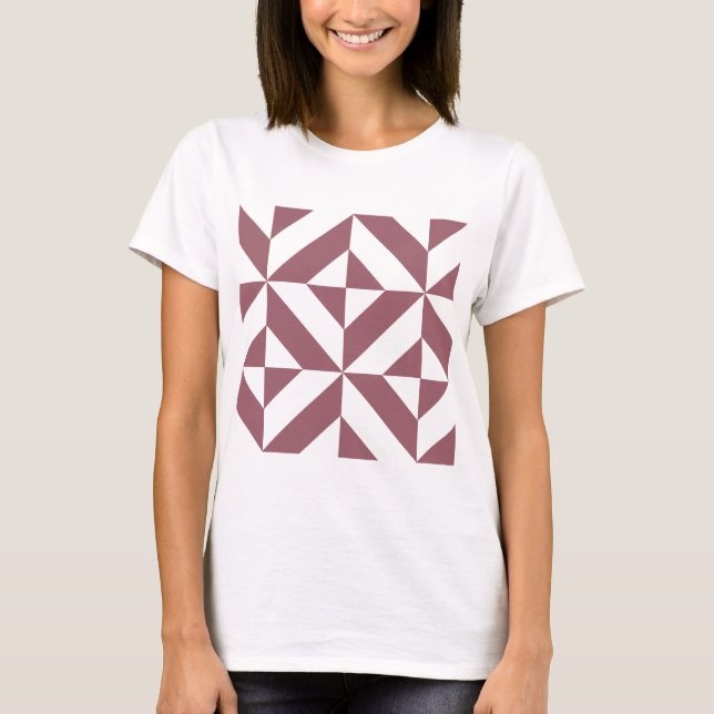 T-shirt Padrão de Cubo de Deco Geométrico de Plum (Frente)