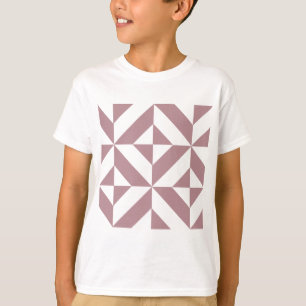 T-shirt Padrão de Cubo Geométrico de Deco em Mauve Escuro