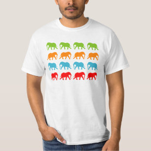 T-shirt Padrão de Elefantes Caminhando