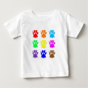 T-shirt Padrão de Pata de Cachorro de Tinta