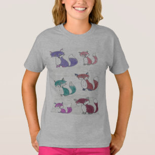 T-shirt Padrão de raposas Funky