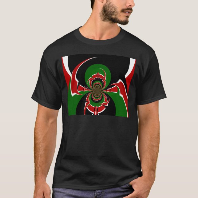 T-shirt Padrão de Sinalizador Queniano Vibrante: Uma Arte  (Frente)