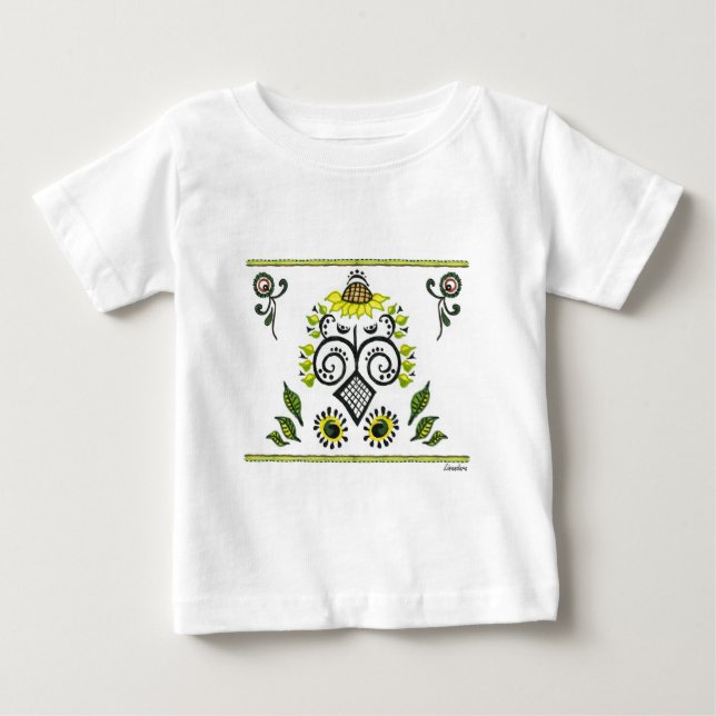 T-shirt Padrão de Sunflower Folk por Alexandra Cook (Frente)