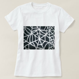 T-shirt Padrão Geométrico de Aranha Branca e Preta