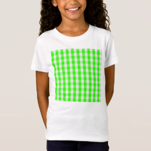 T-shirt Padrão Neon Green Gingham de Shirley Taylor