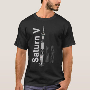 T-shirt padrão preto de SaturnV