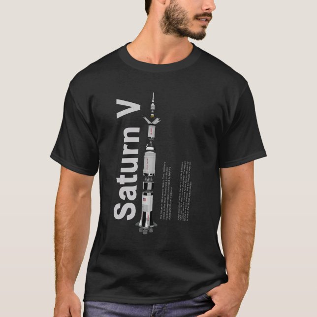 T-shirt padrão preto de SaturnV (Frente)