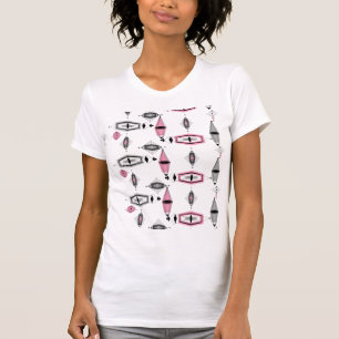T-Shirt Padrão Rosa Atômico e Cinza