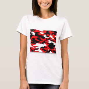 T-shirt Padrões Vermelhos de Camuflagem