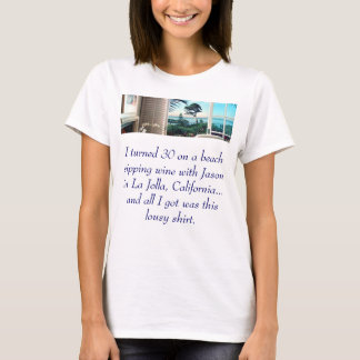 T-shirt página-lg-CRNA, eu girei 30 em uma praia que sorve