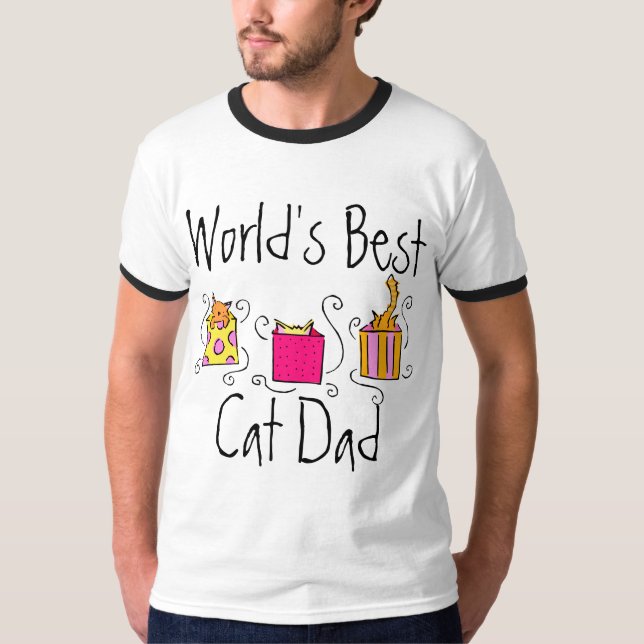 T-shirt Pai do gato do mundo o melhor (Frente)