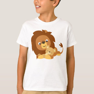 T-shirt Pai Loving bonito do leão dos desenhos animados e