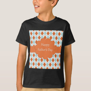 T-shirt Pai Padrão Laranja Argyle Elegante