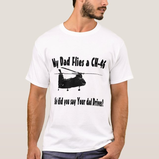 T-shirt Pai voa um helicóptero CH 46 (Frente)