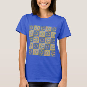 T-shirt Painéis de Arte Estrela de Davi Azul Dourado
